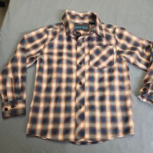 Bold Blue Orange and Blue Plaid Boys Button Up